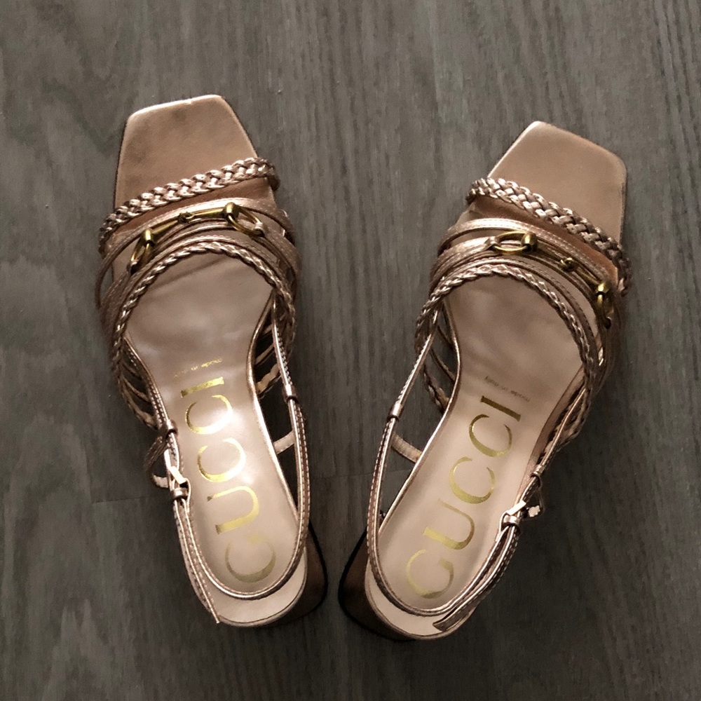 Metallic Rose Gold Braided Slingback Heels size38